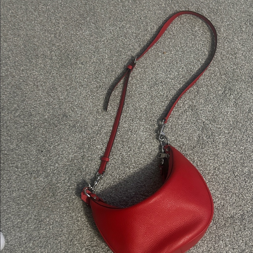 Coach Red Pebbled Leather Crescent Shoulder Bag - Picture 3 of 4